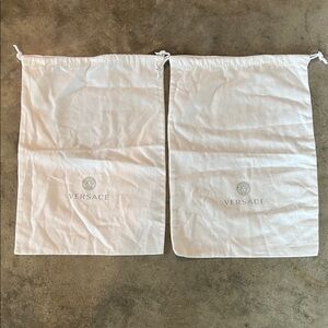 Authentic Versace White Logo Drawstring Dust Bags - Pair
